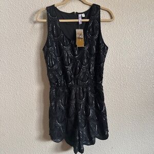 NWT Francesca’s Sequin and Bead Romper